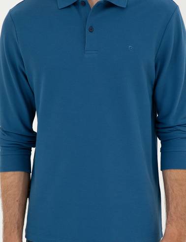 Açık Lacivert Slim Fit Basic Sweatshirt