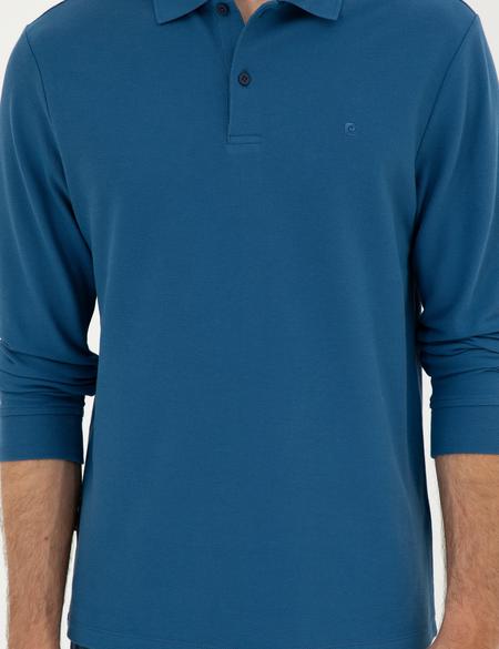 Açık Lacivert Slim Fit Basic Sweatshirt - 50294438049