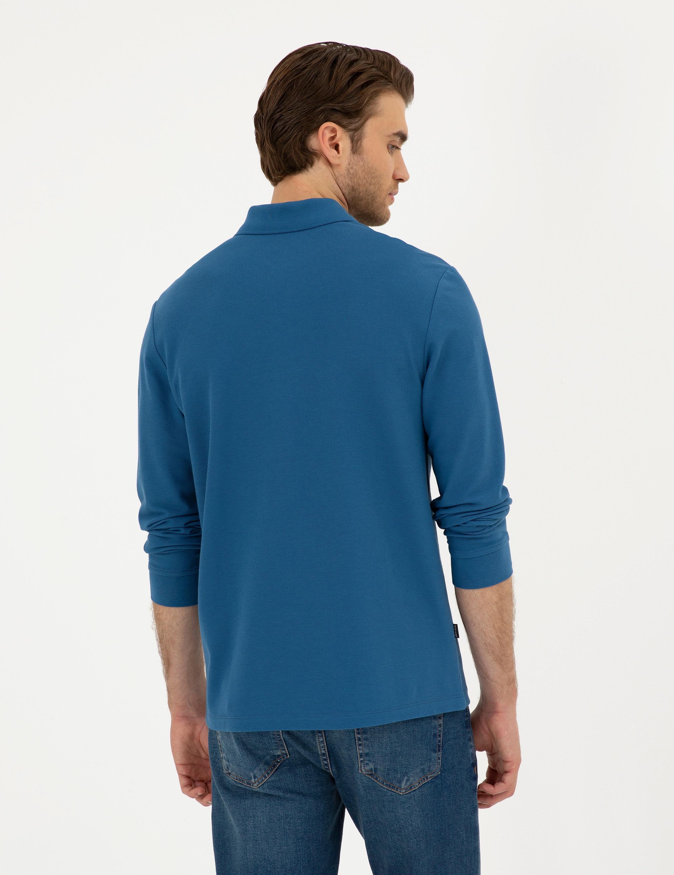 Açık Lacivert Slim Fit Basic Sweatshirt