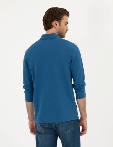 Açık Lacivert Slim Fit Basic Sweatshirt