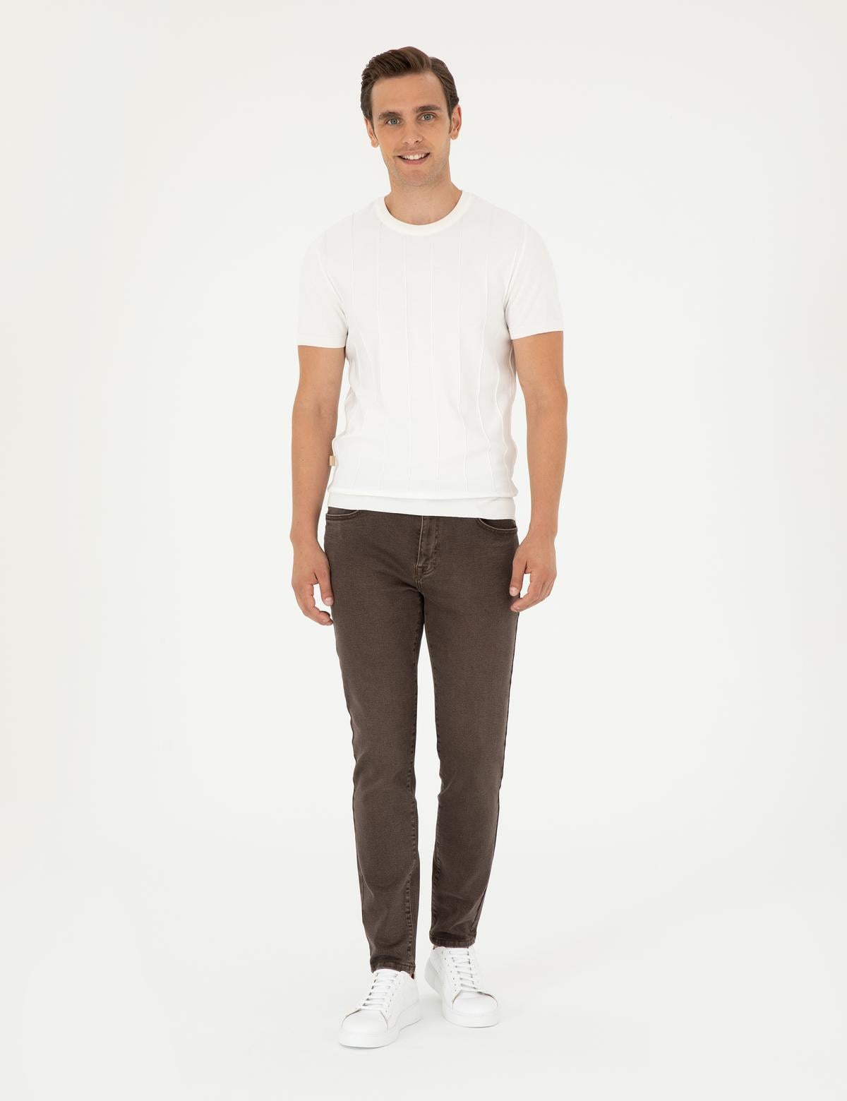 Kahverengi Slim Fit Jean Pantolon