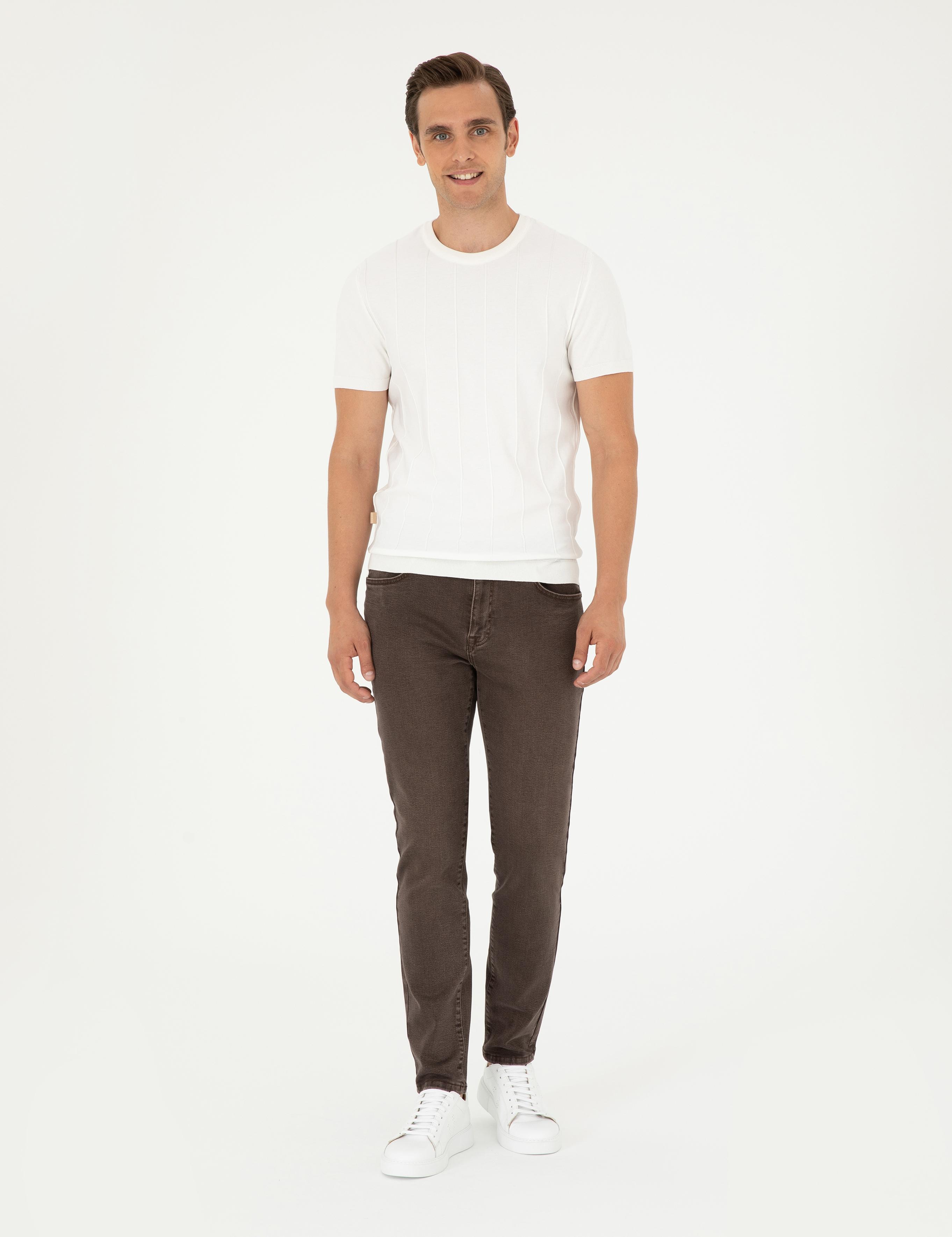 Kahverengi Slim Fit Jean Pantolon