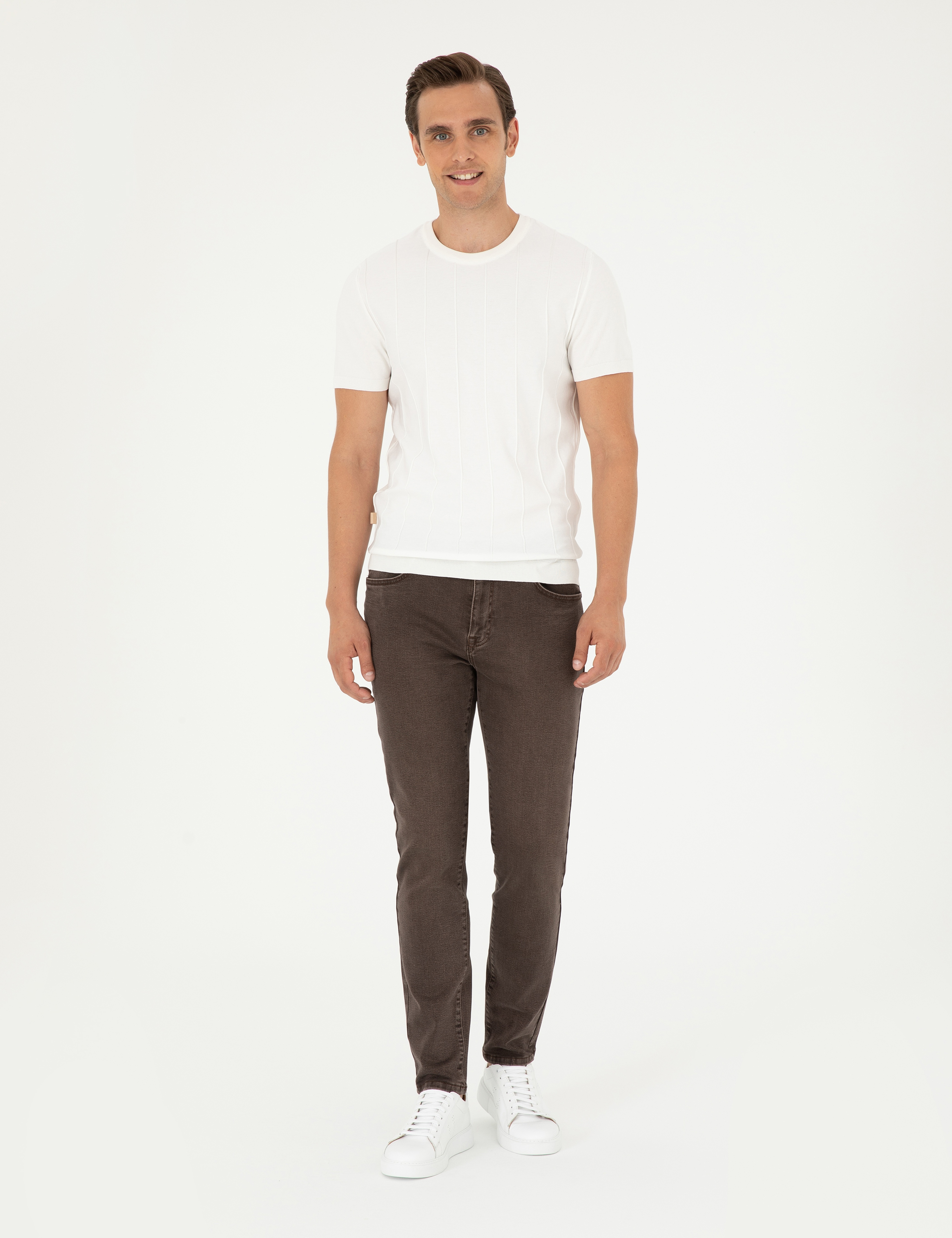 Kahverengi Slim Fit Jean Pantolon - Image 1