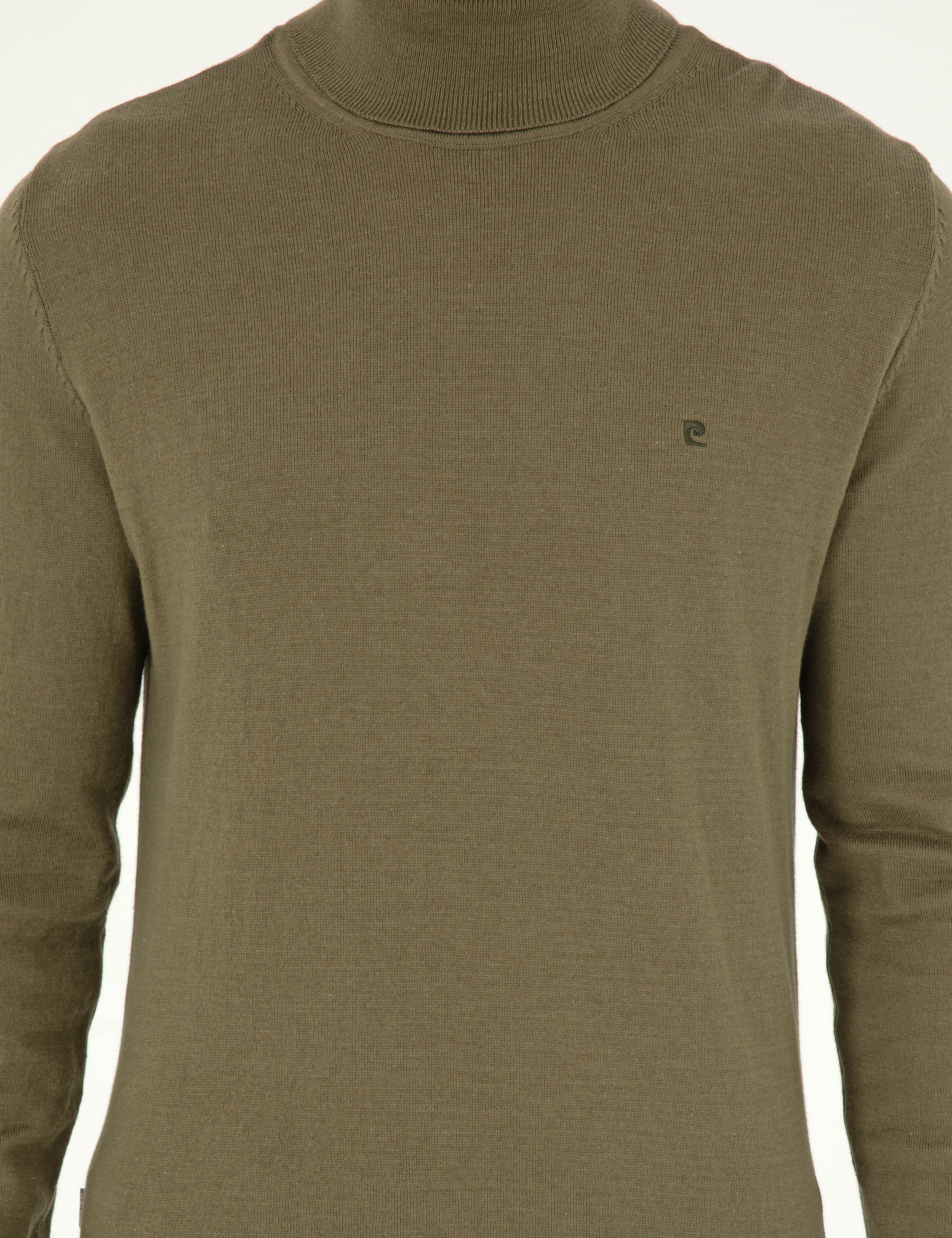 Koyu Haki Slim Fit Balıkçı Yaka Basic Triko Kazak