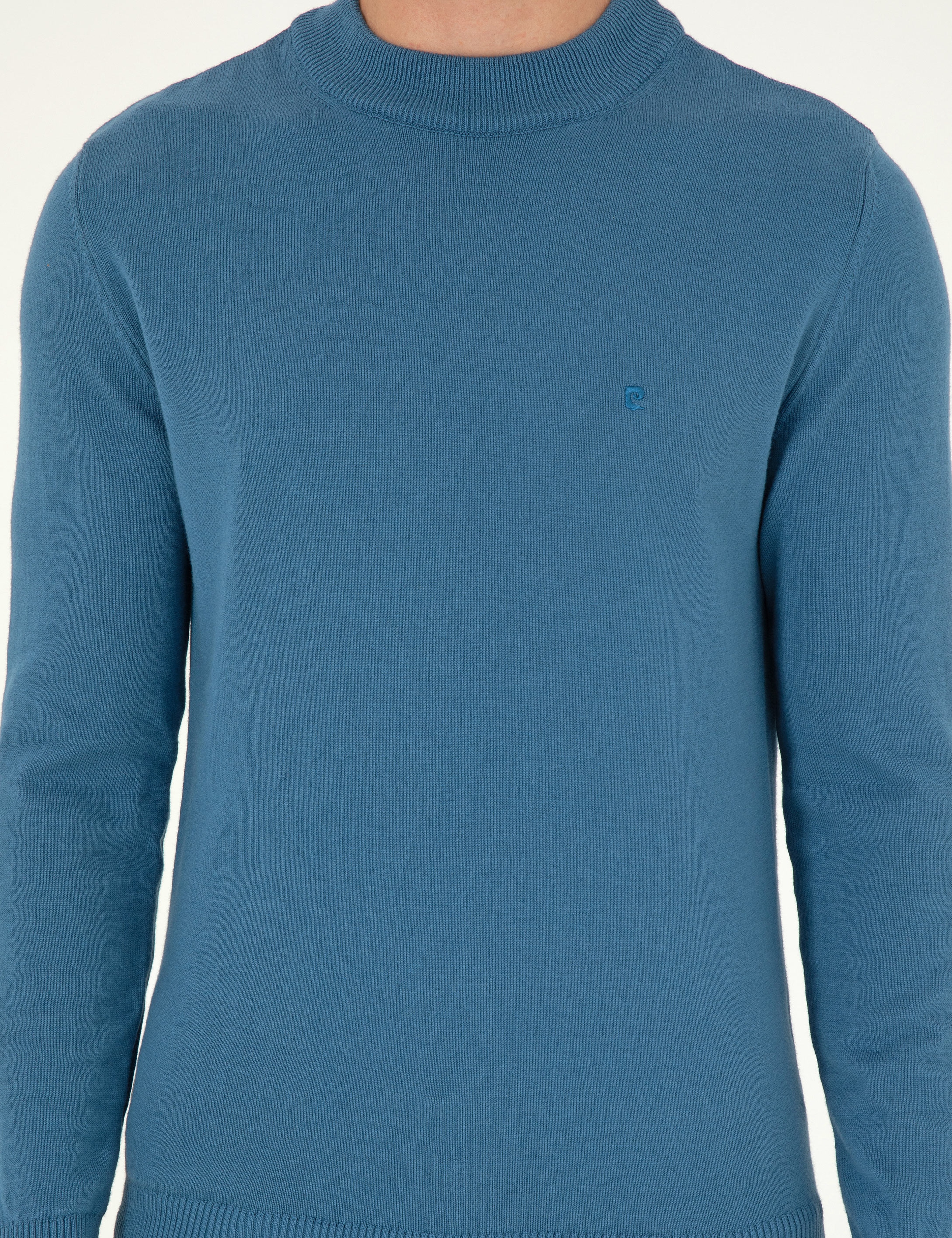 Kobalt Slim Fit Çeyrek Yaka Basic Triko Kazak - Image 6