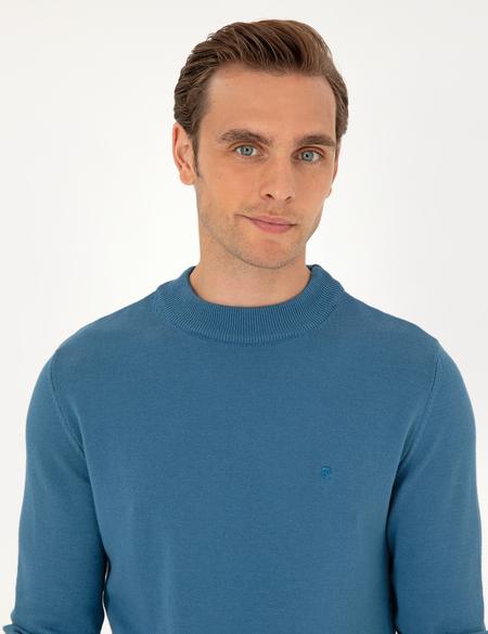 Kobalt Slim Fit Çeyrek Yaka Basic Triko Kazak - 50296564051