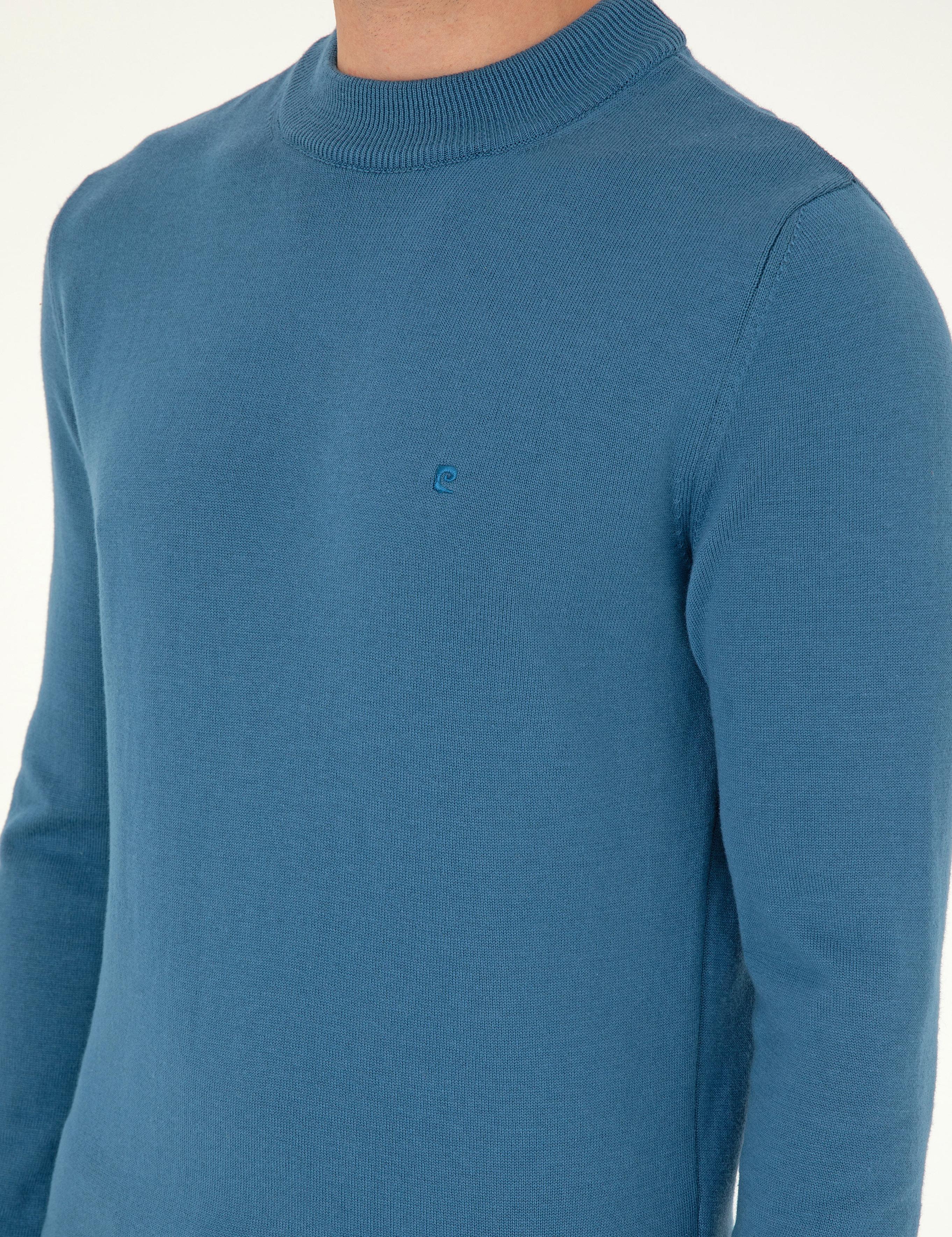 Kobalt Slim Fit Çeyrek Yaka Basic Triko Kazak