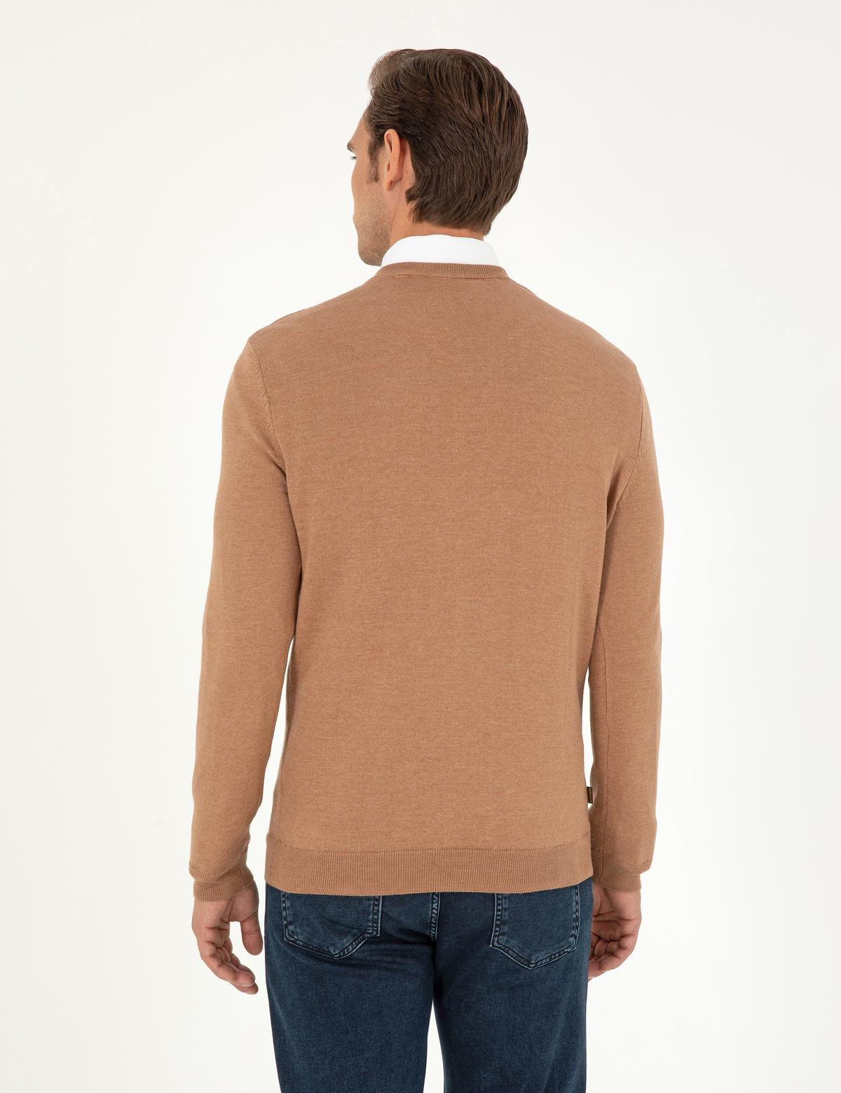 Camel Melanj Slim Fit V Yaka Basic Triko Kazak - 50296622047