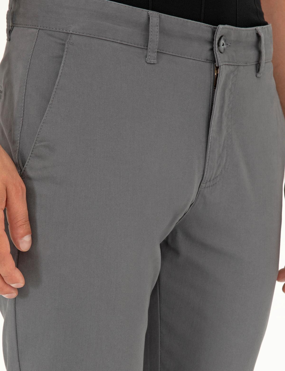 Gri Slim Fit Basic Kanvas Pantolon - 50292522015