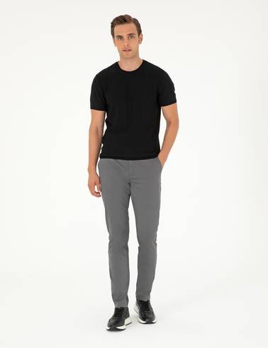 Gri Slim Fit Basic Kanvas Pantolon
