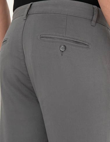 Gri Slim Fit Basic Kanvas Pantolon