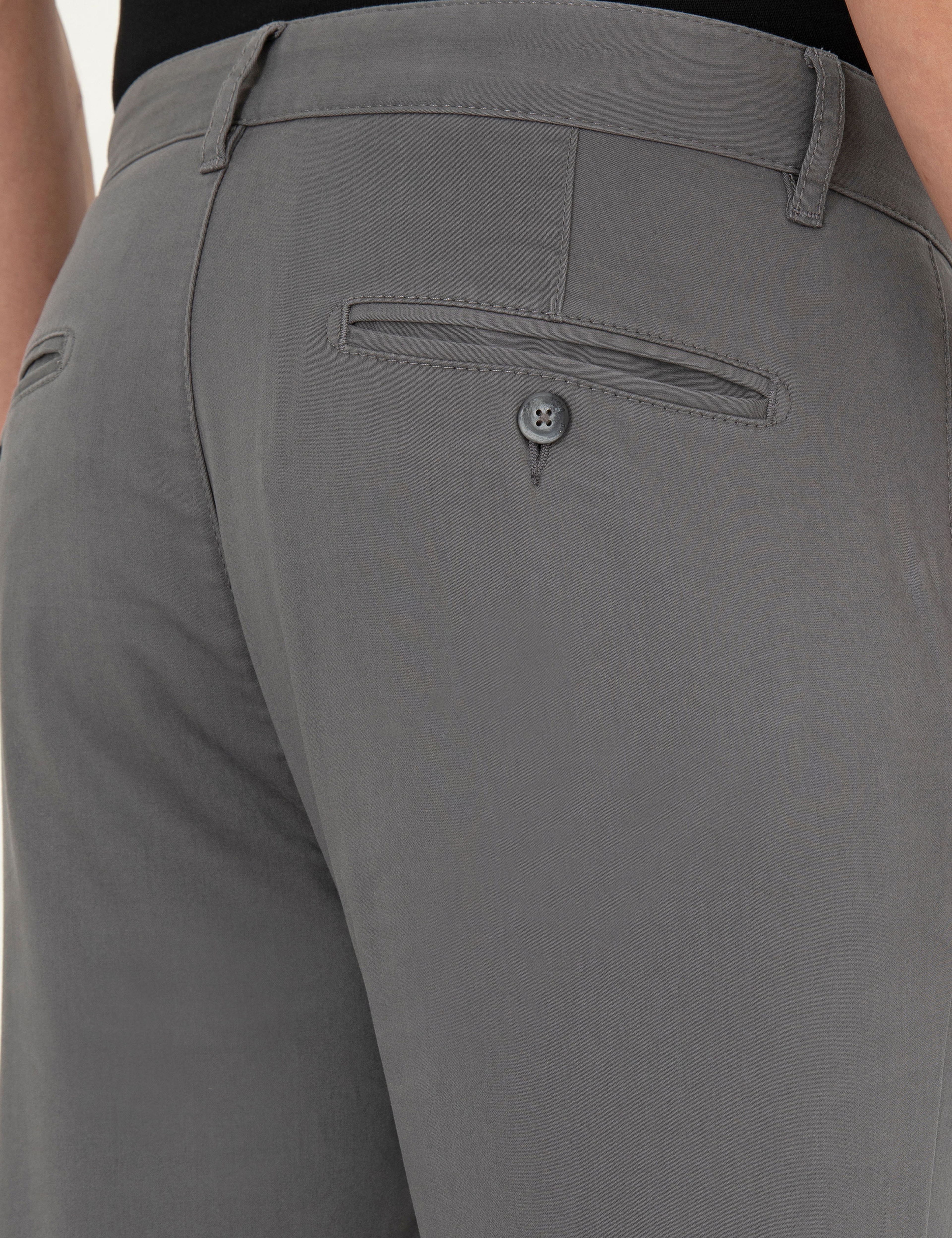 Gri Slim Fit Basic Kanvas Pantolon - Image 6