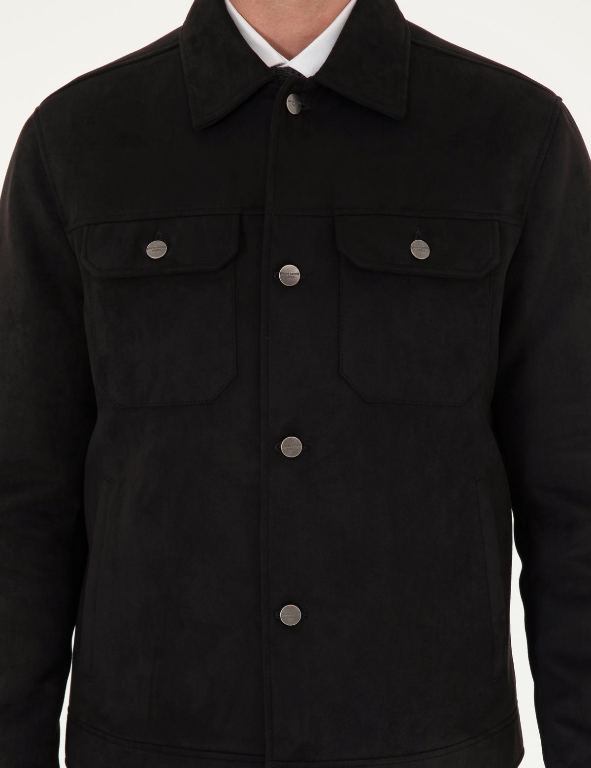 Siyah Gömlek Yaka Suni Deri Ceket - 50300520012