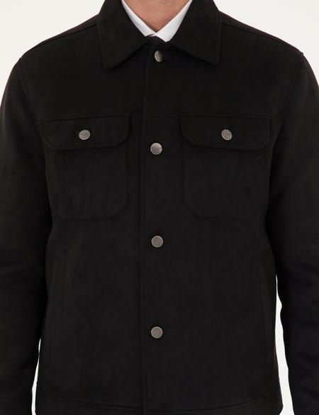 Siyah Gömlek Yaka Suni Deri Ceket - 50300520012