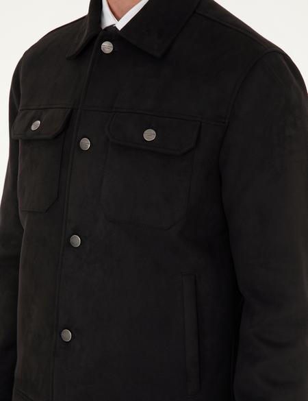 Siyah Gömlek Yaka Suni Deri Ceket - 50300520012