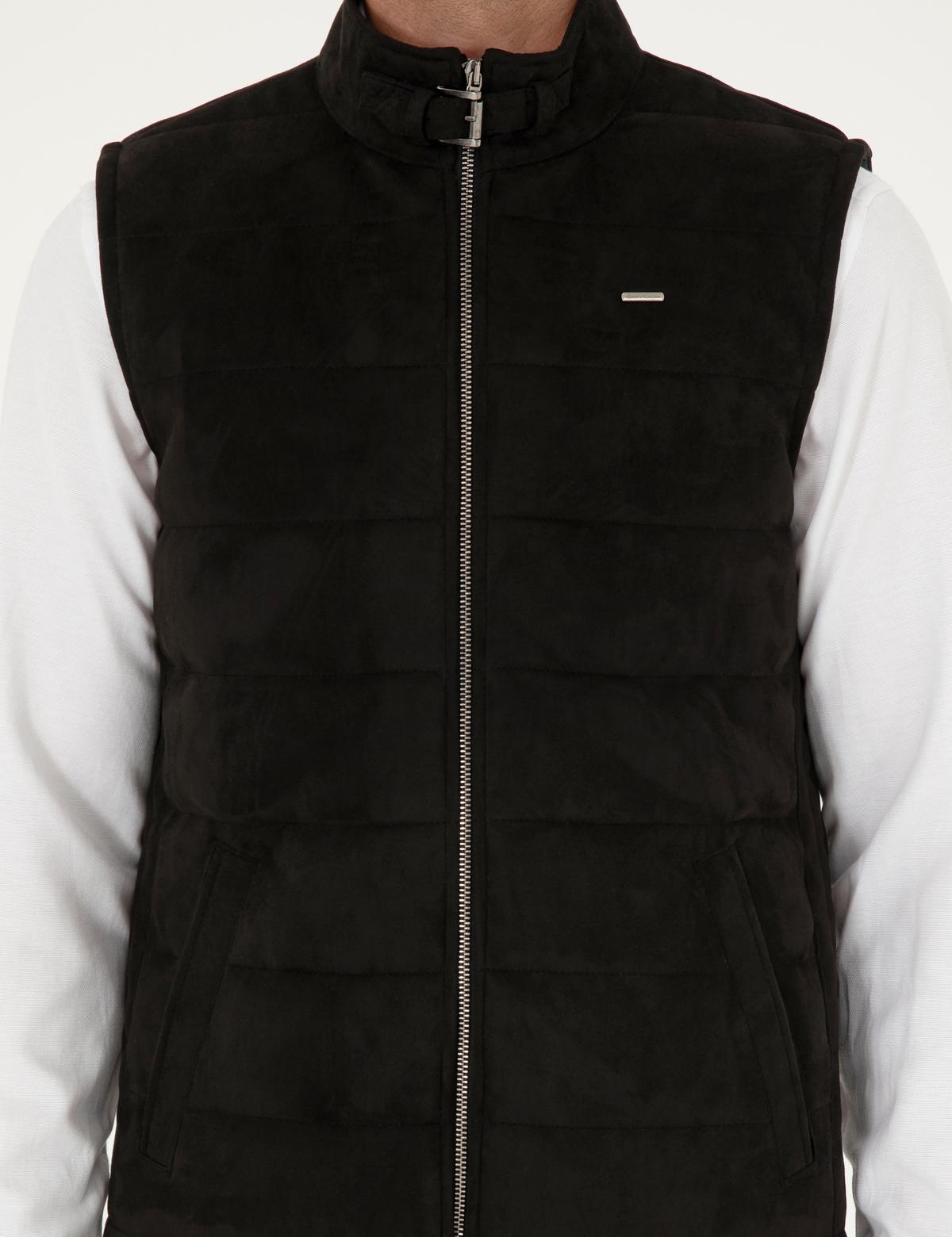 Siyah Suni Deri Yelek - 50300552018