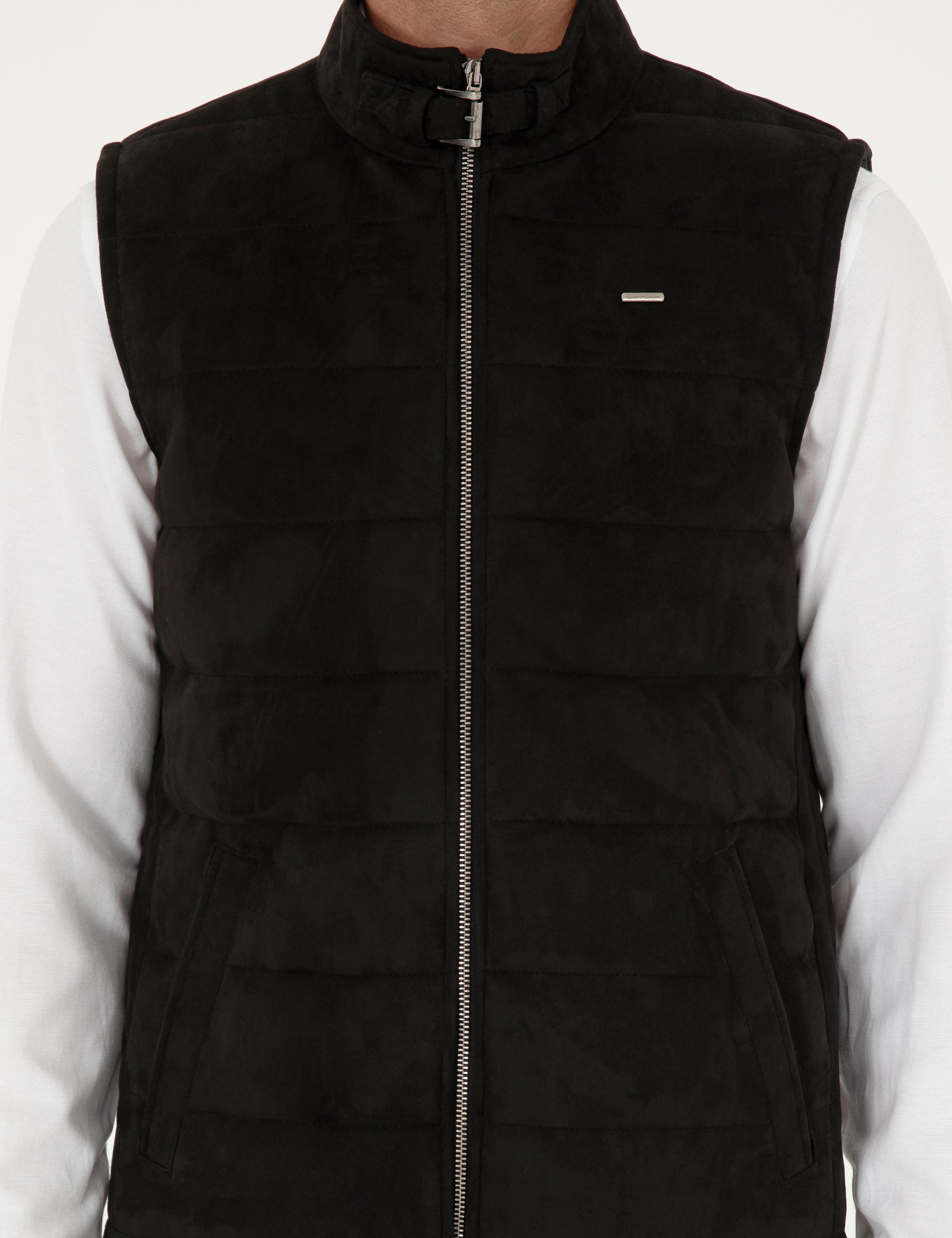 Siyah Suni Deri Yelek