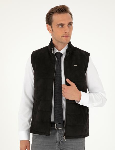 Siyah Suni Deri Yelek - 50300552018