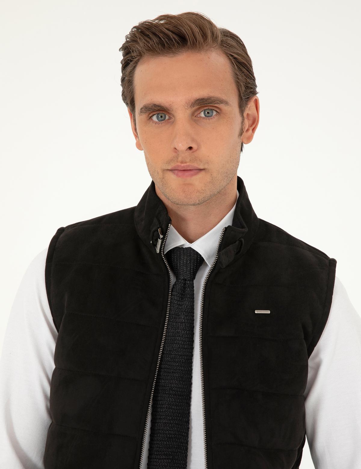 Siyah Suni Deri Yelek - 50300552018