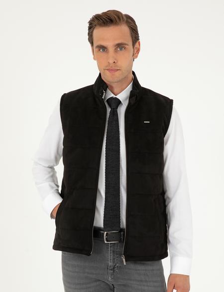 Siyah Suni Deri Yelek - 50300552018