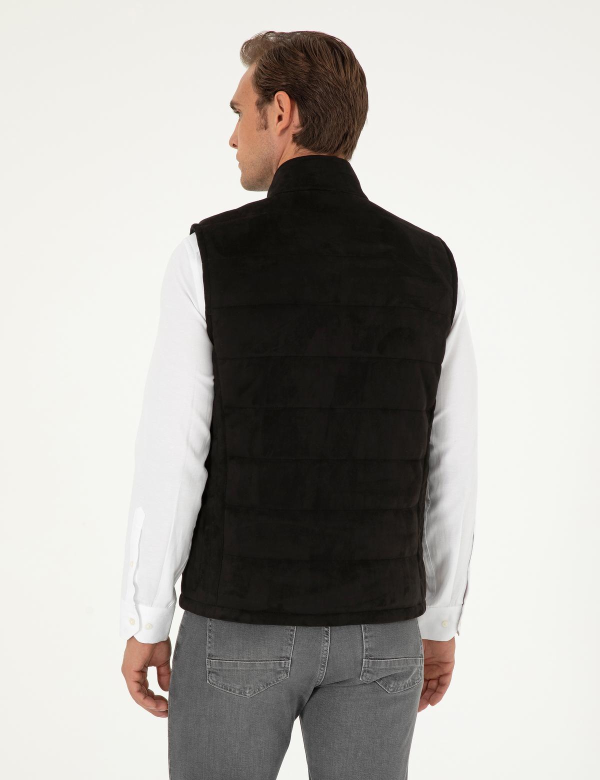 Siyah Suni Deri Yelek - 50300552018