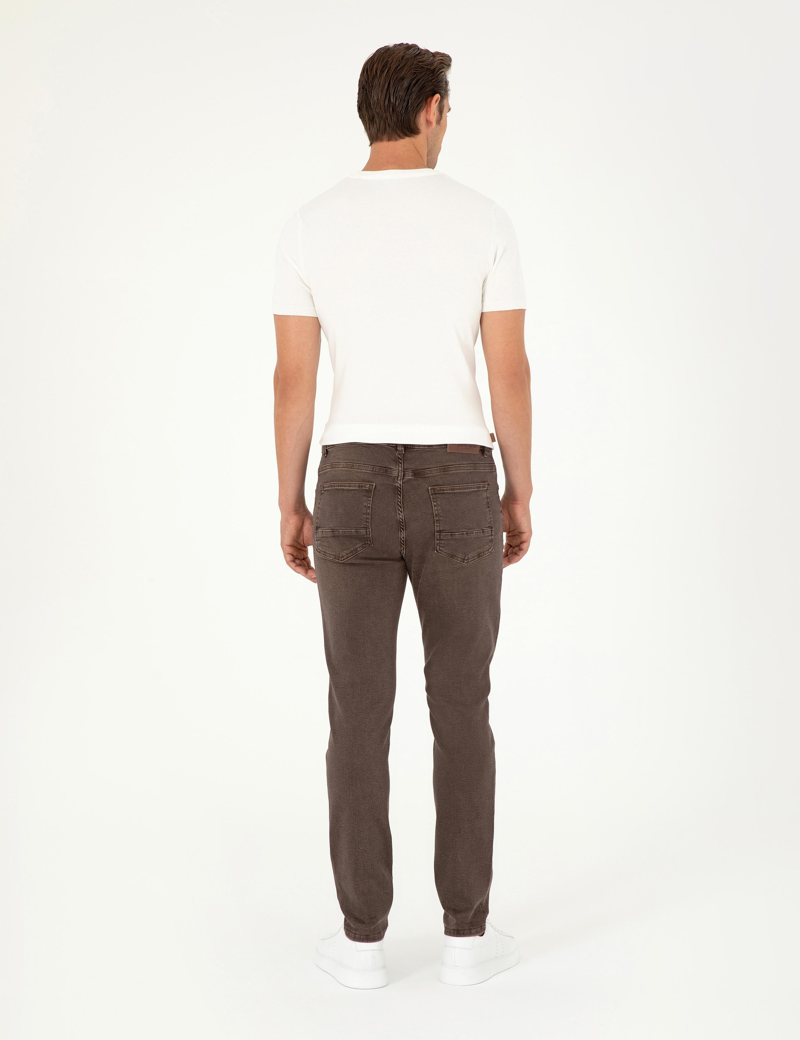 Kahverengi Slim Fit Jean Pantolon