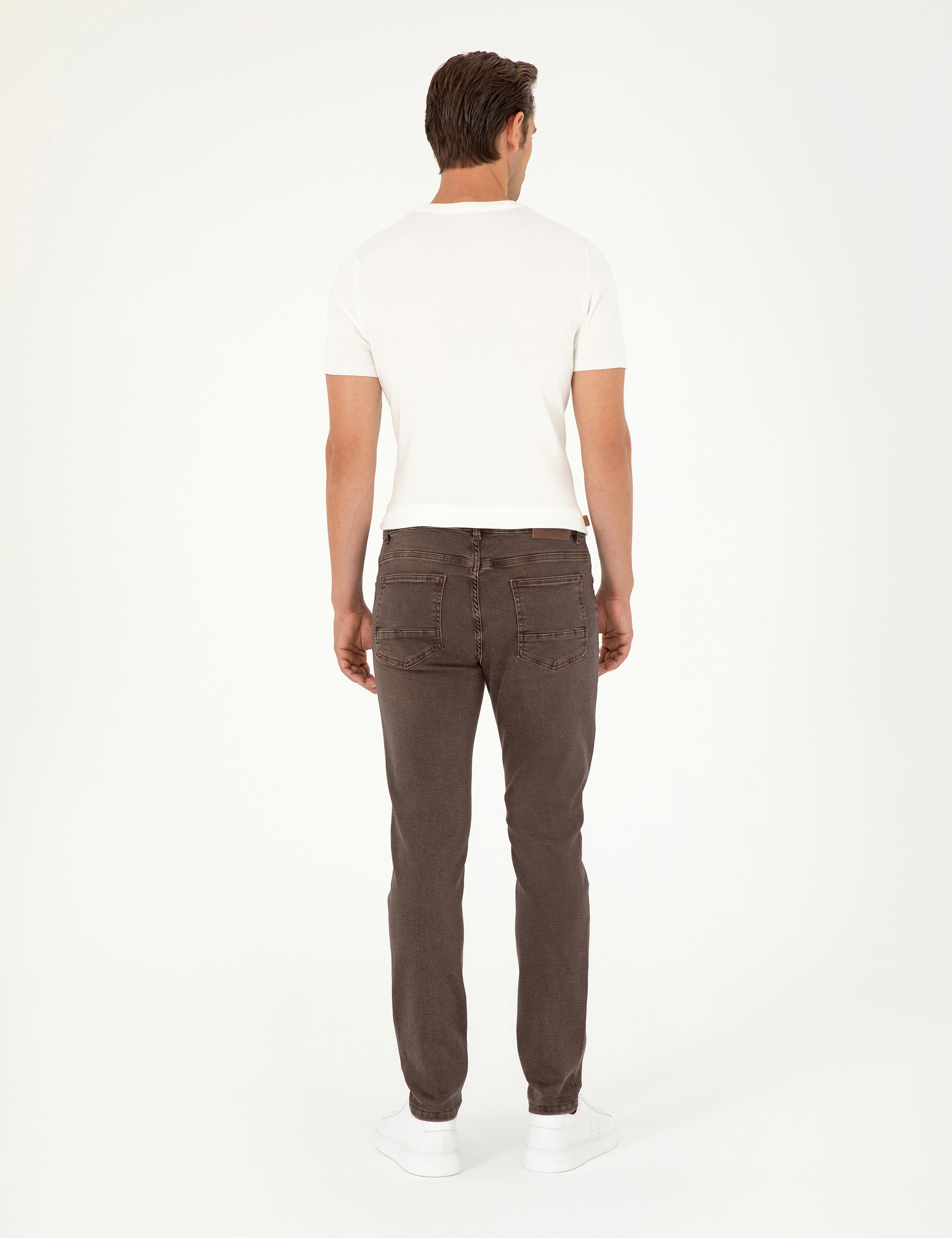 Kahverengi Slim Fit Jean Pantolon - Image 4