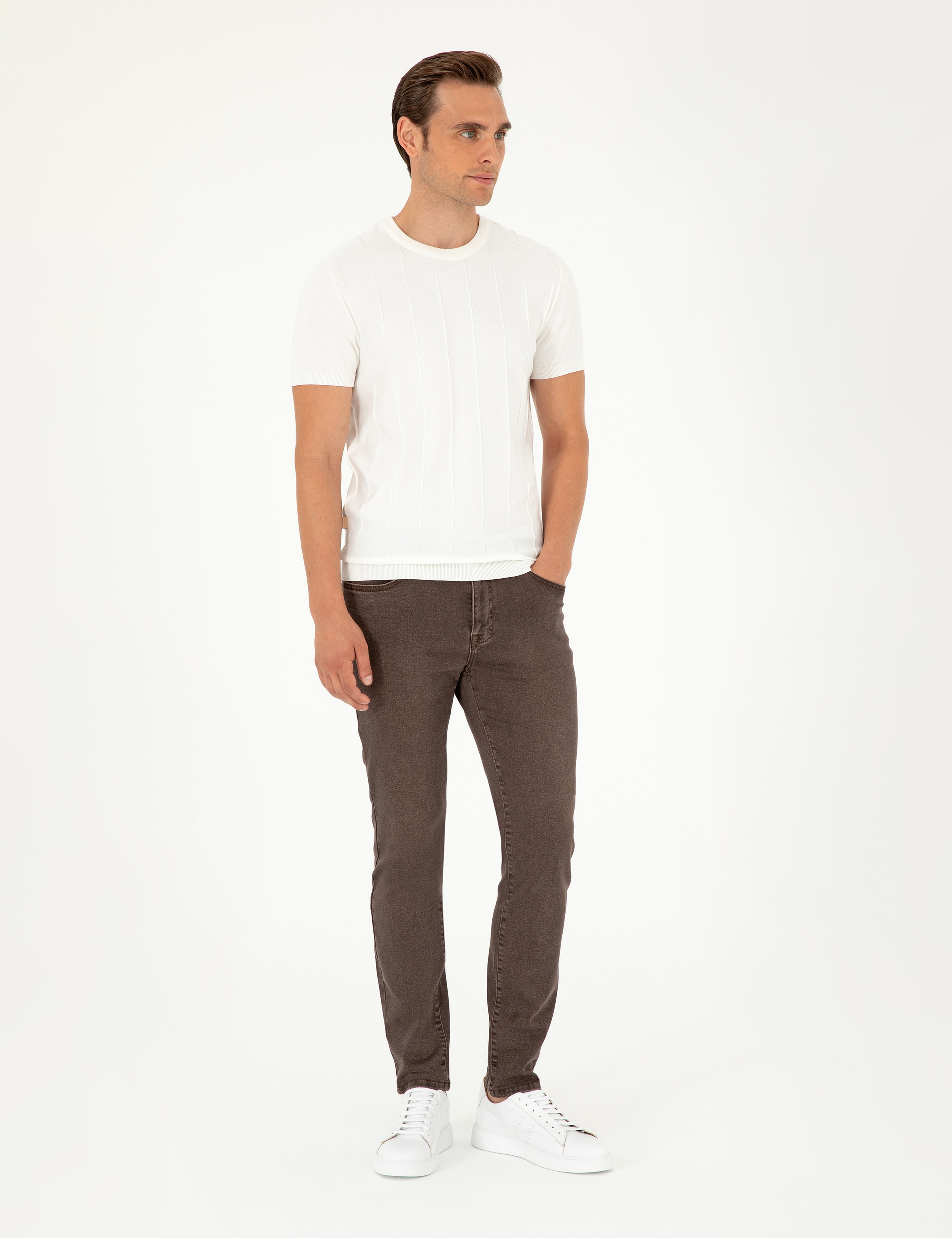 Kahverengi Slim Fit Jean Pantolon