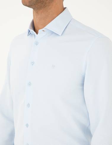 Açık Mavi Slim Fit Uzun Kollu Gömlek