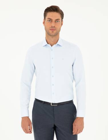 Açık Mavi Slim Fit Uzun Kollu Gömlek