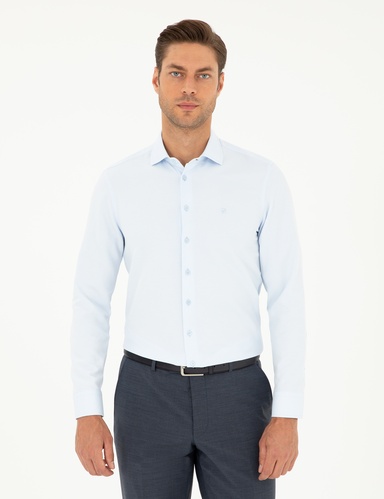 Açık Mavi Slim Fit Uzun Kollu Gömlek