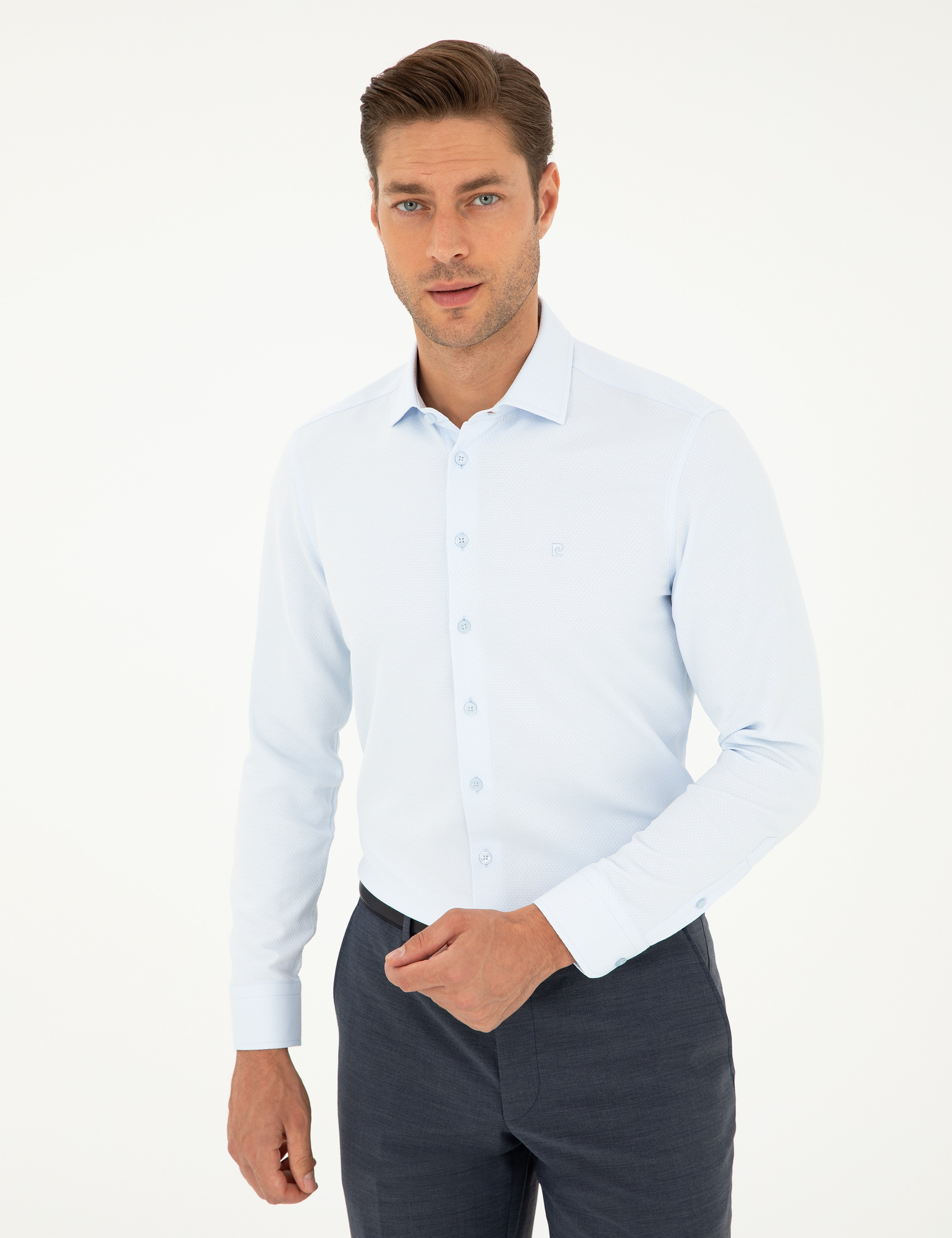 Açık Mavi Slim Fit Uzun Kollu Gömlek