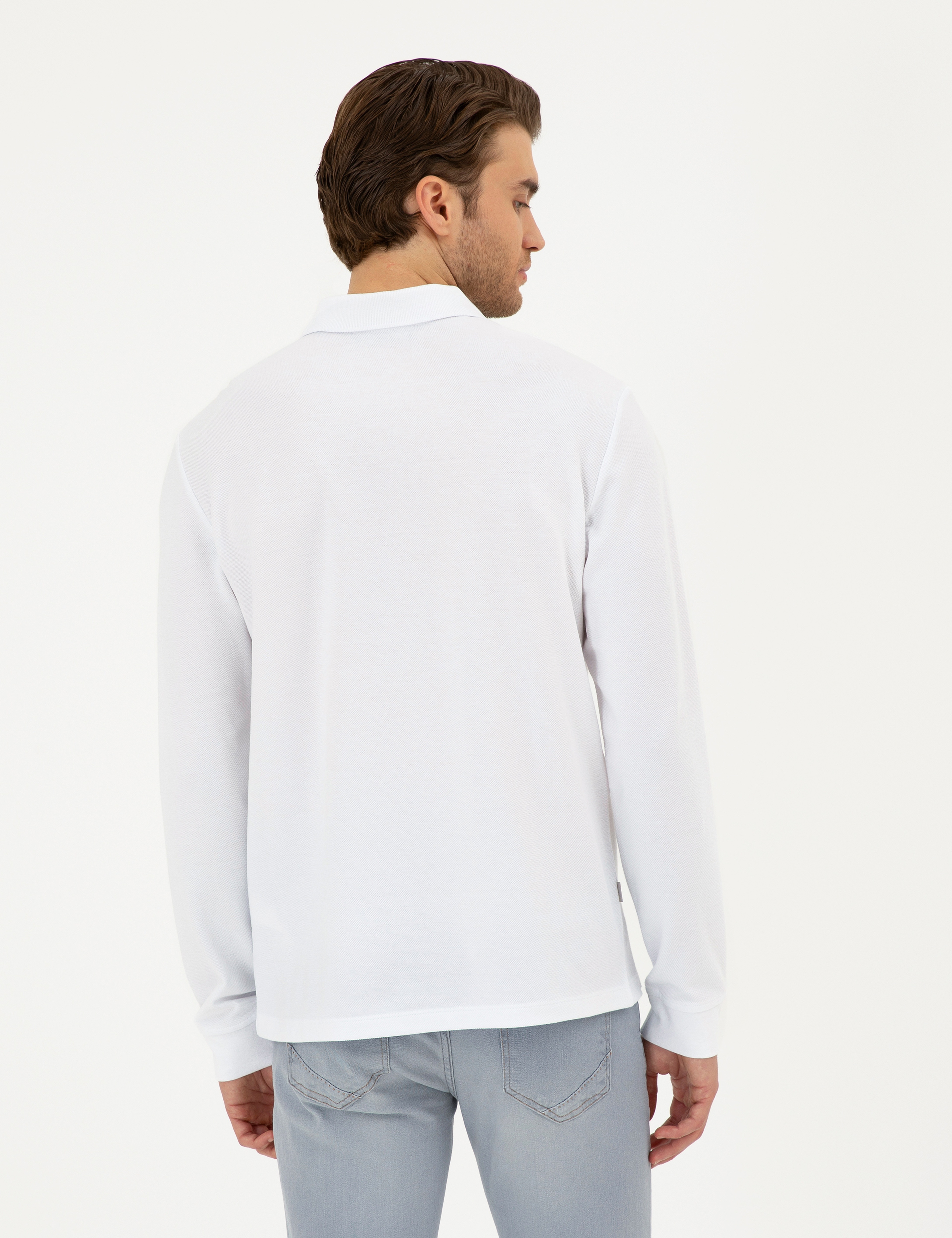 Beyaz Slim Fit Basic Sweatshirt - Image 5
