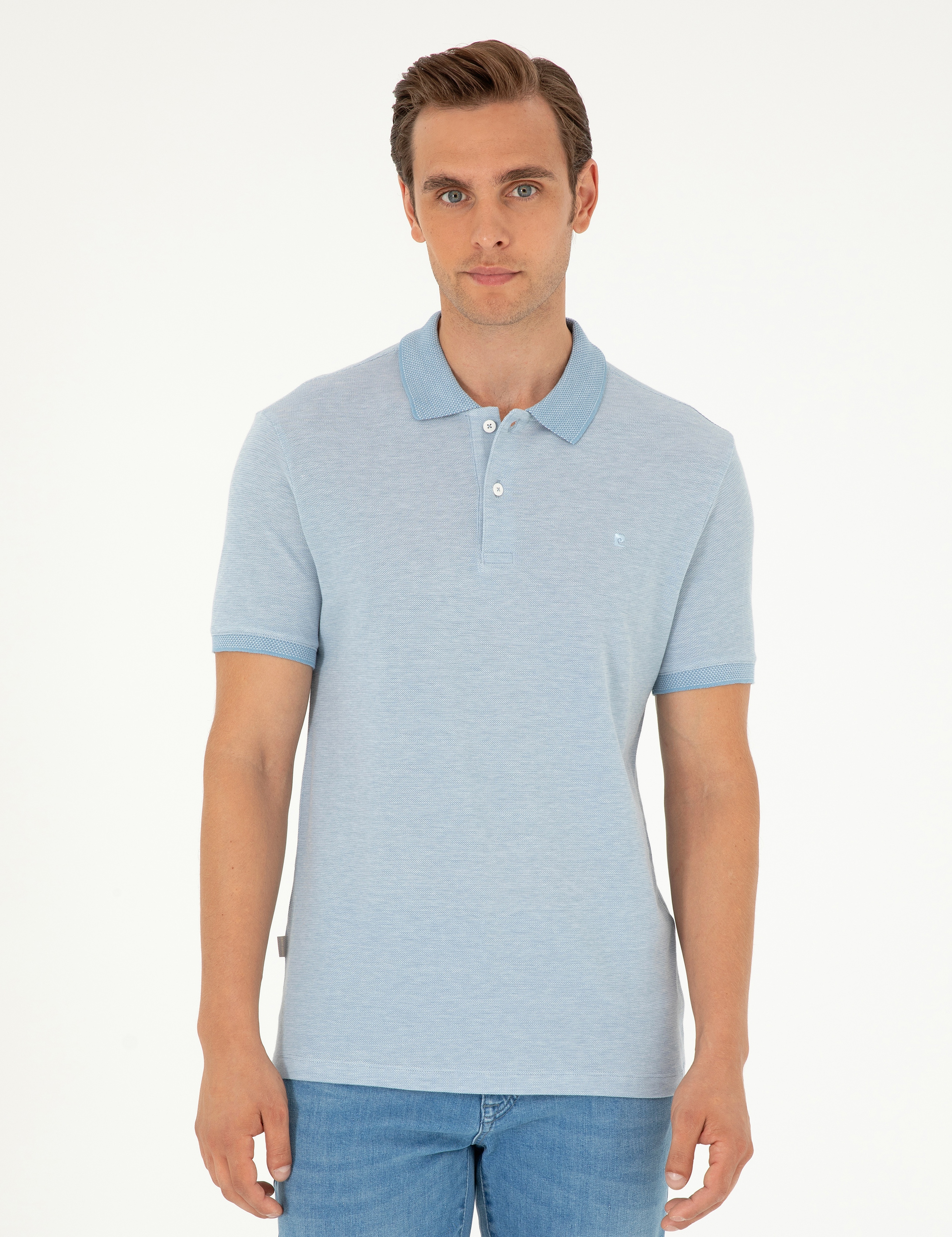 Mavi Slim Fit %100 Pamuk Düğmeli Polo Yaka Tişört - Image 1