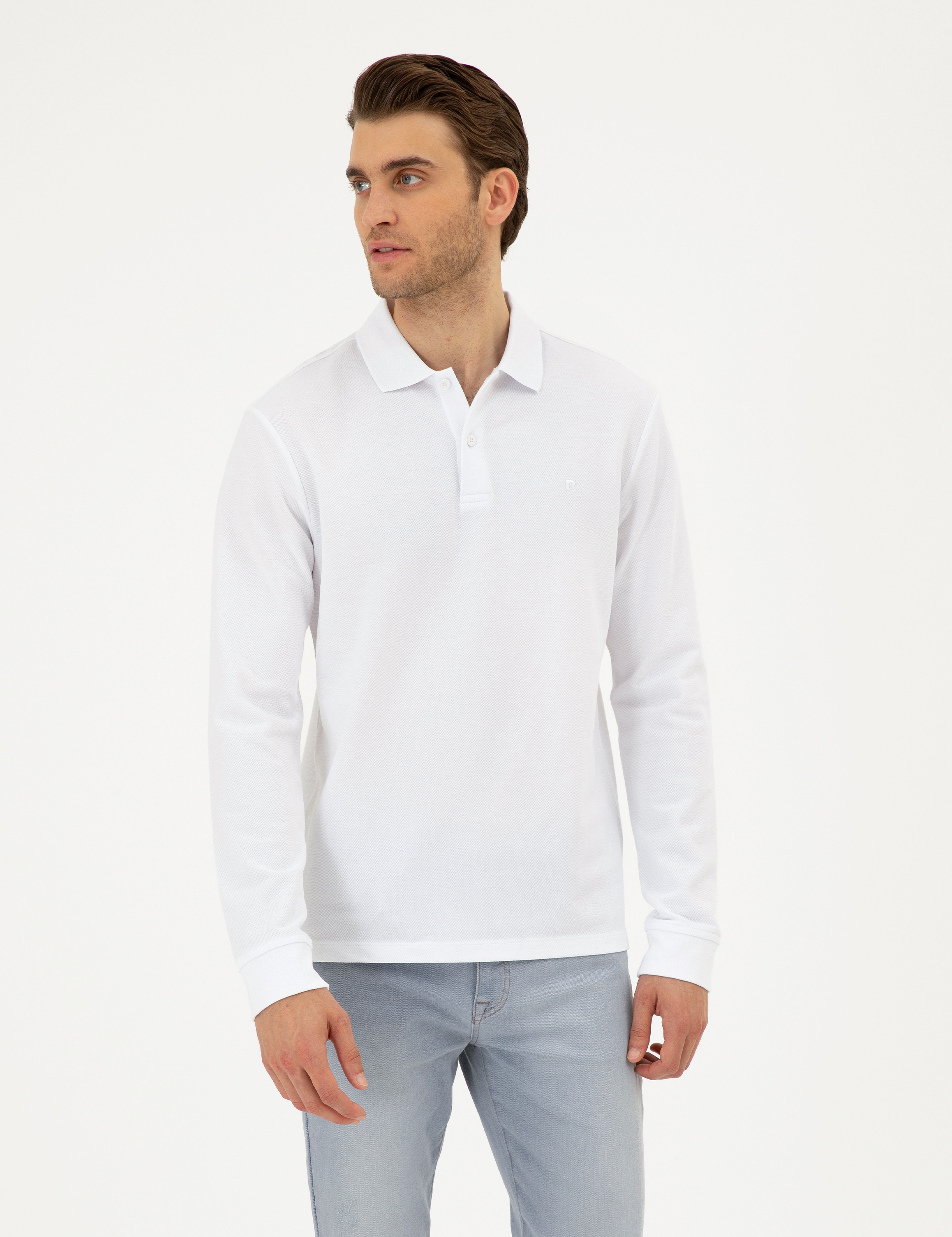 Beyaz Slim Fit Basic Sweatshirt - Image 1