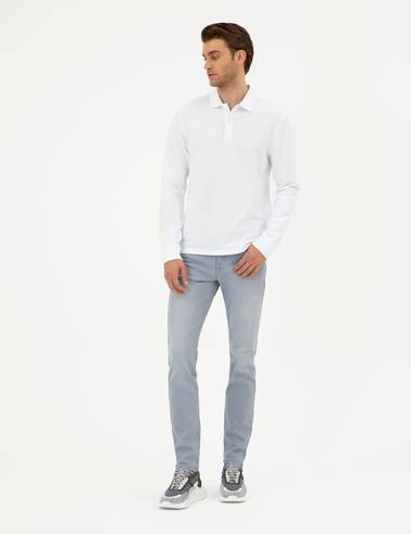 Beyaz Slim Fit Basic Sweatshirt