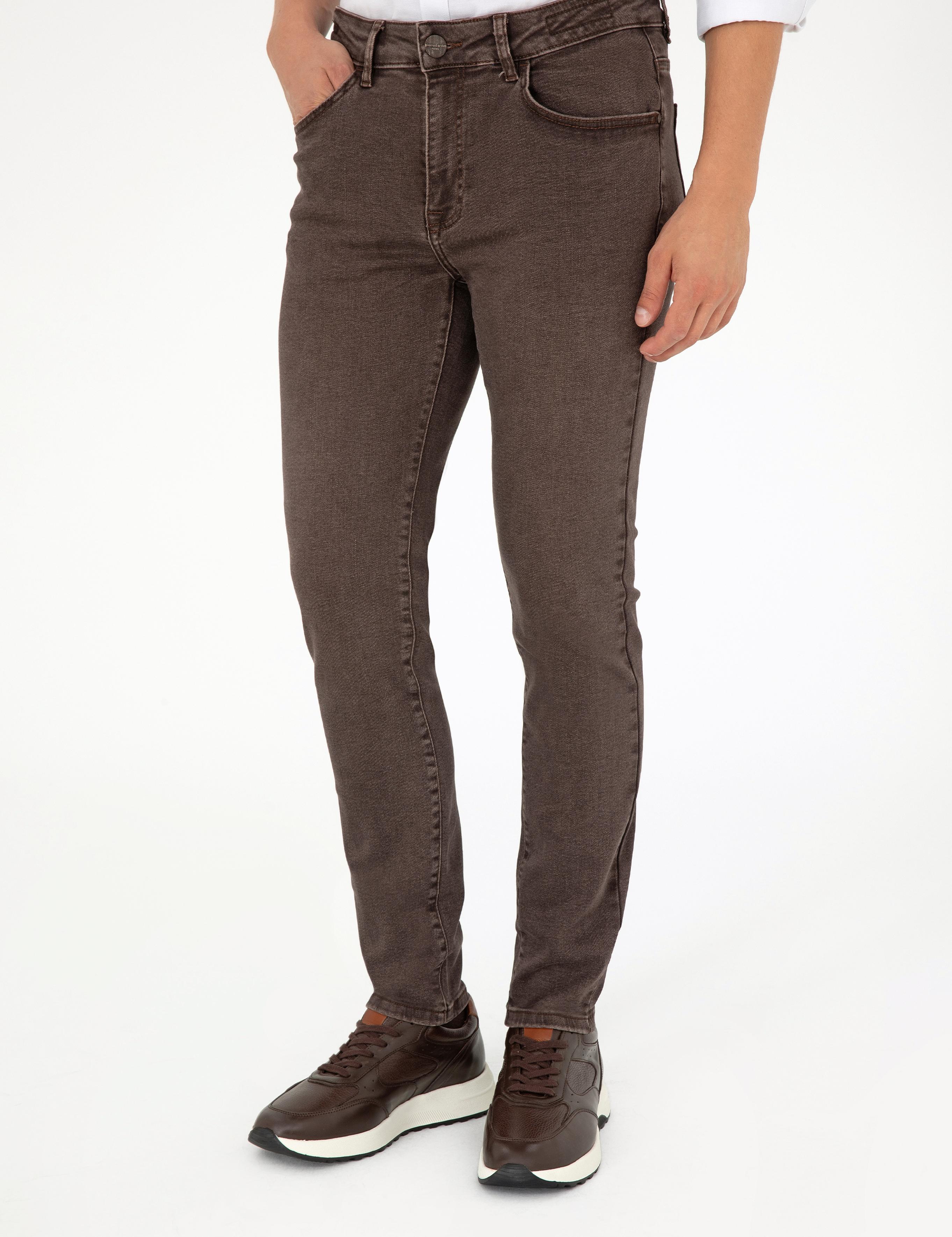Kahverengi Slim Fit Jean Pantolon
