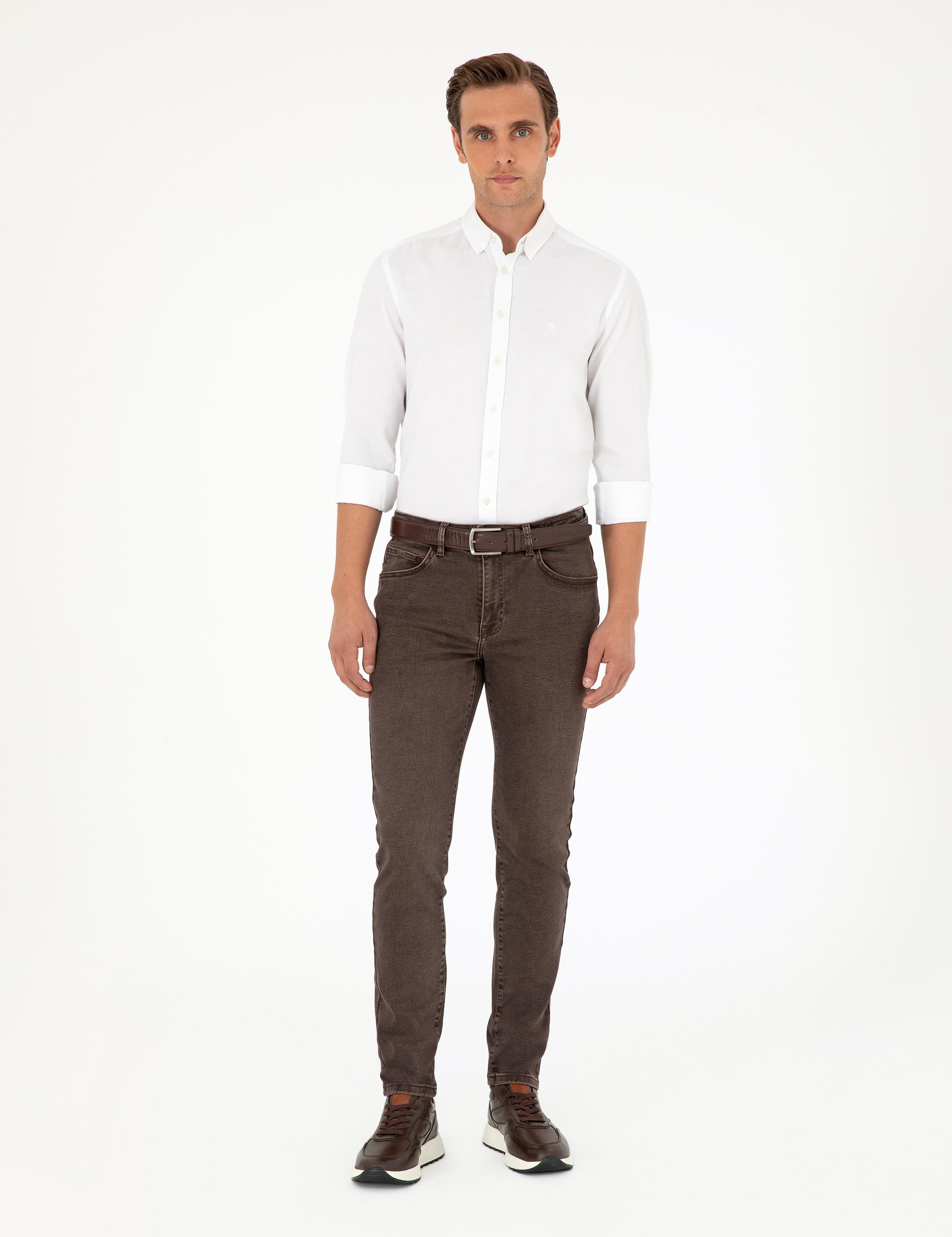 Kahverengi Slim Fit Jean Pantolon