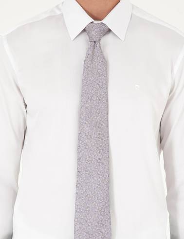 Beyaz %100 Pamuk Parlak Saten Slim Fit Uzun Kollu Basic Gömlek