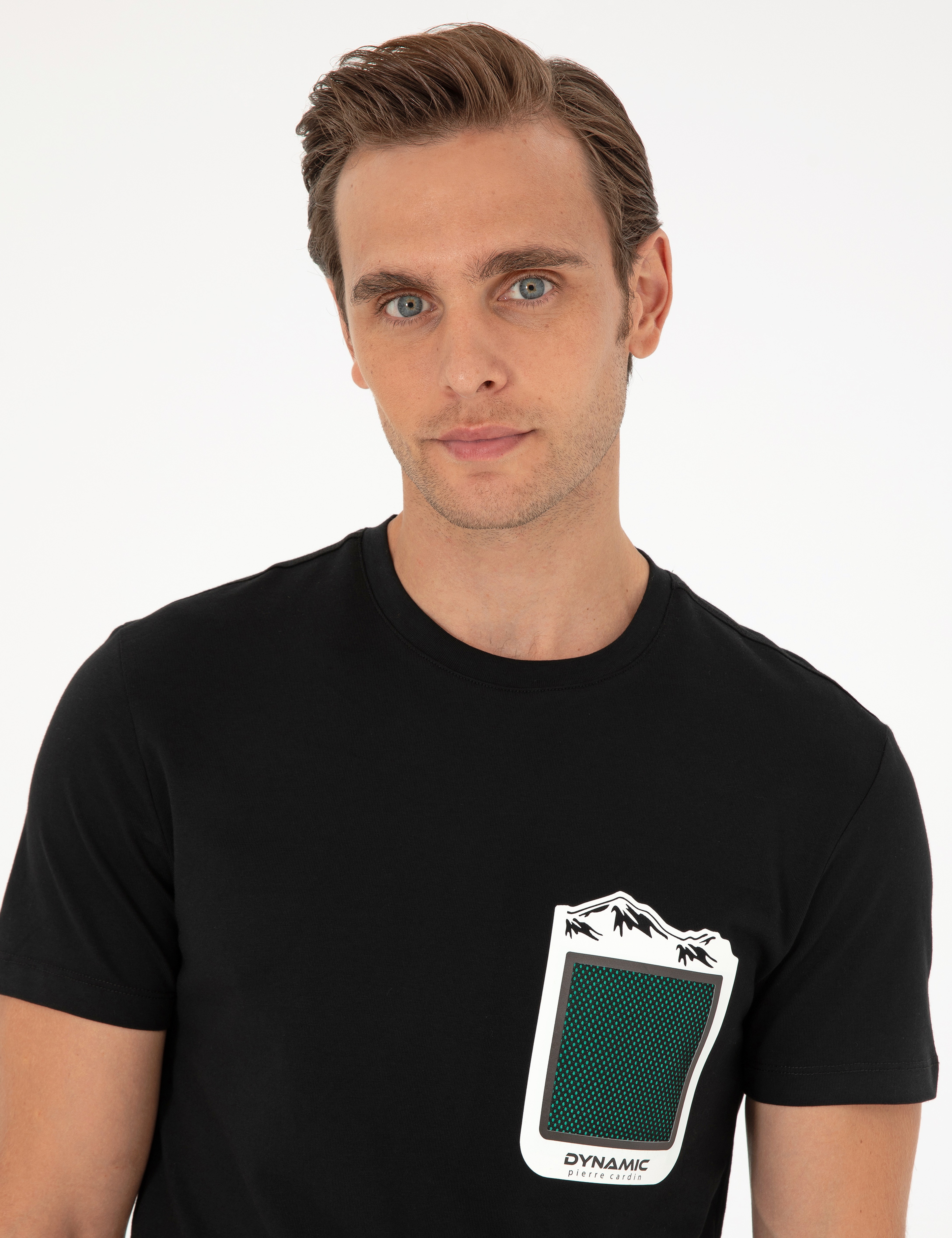 Siyah Slim Fit %100 Pamuk Bisiklet Yaka Tişört