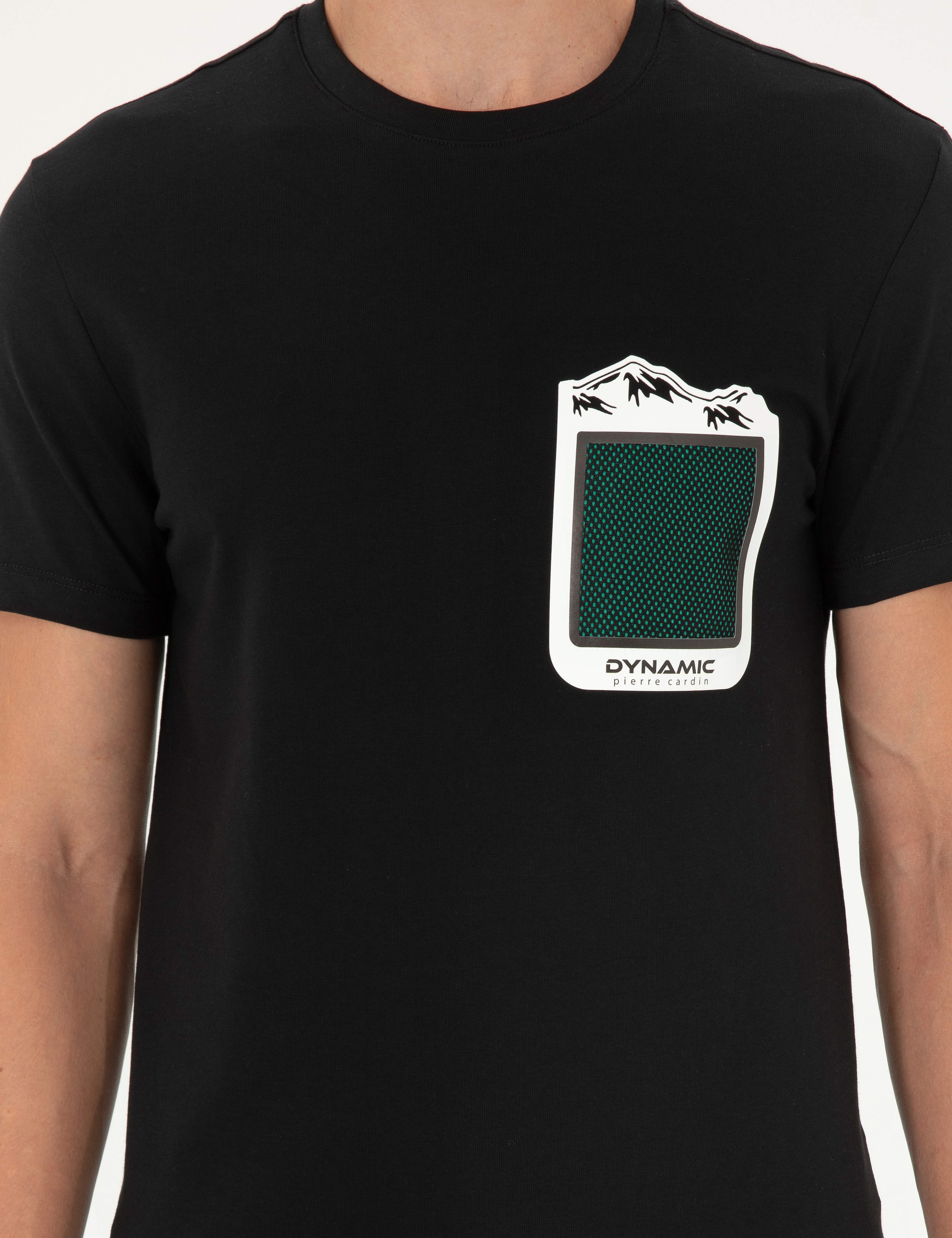 Siyah Slim Fit %100 Pamuk Bisiklet Yaka Tişört