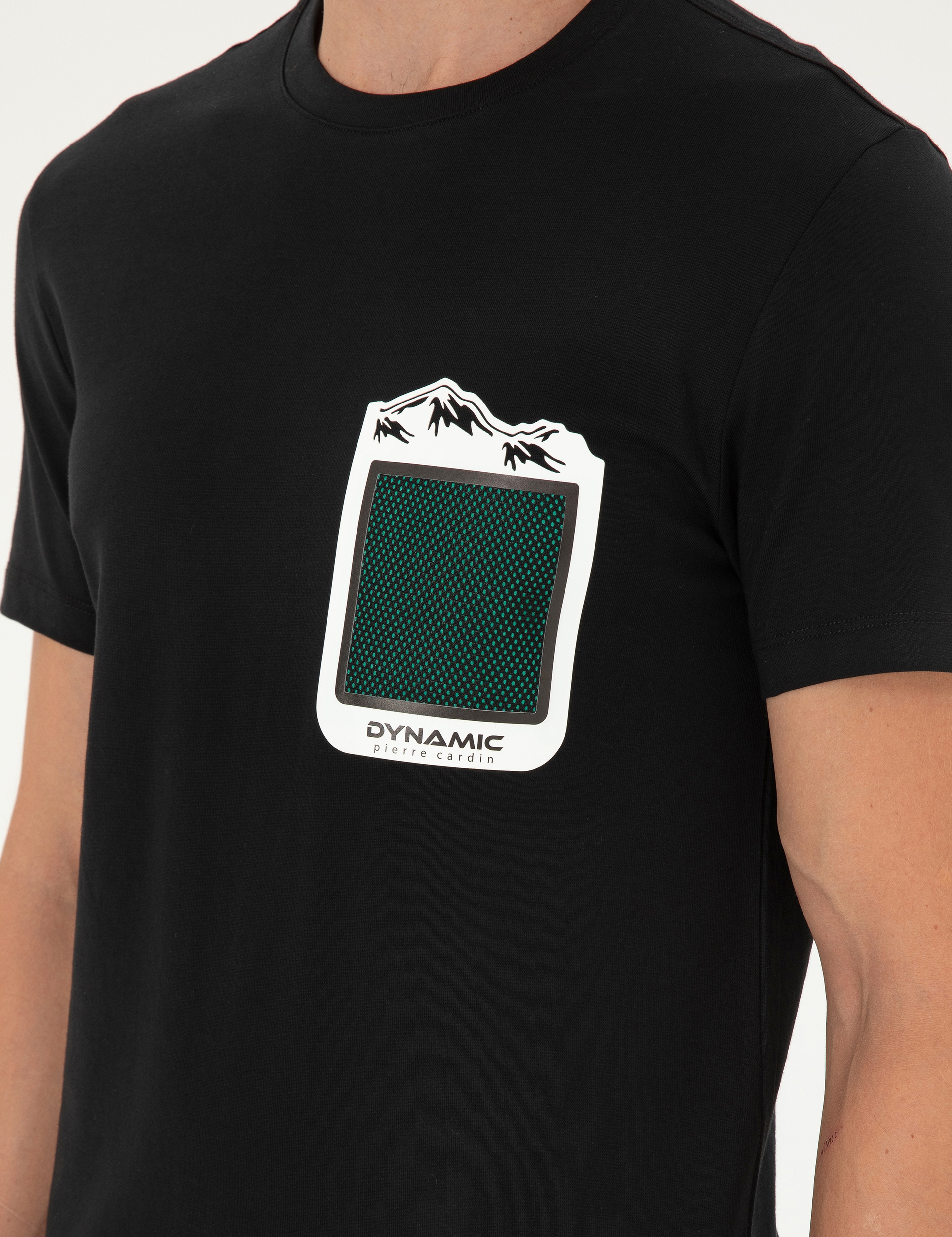 Siyah Slim Fit %100 Pamuk Bisiklet Yaka Tişört - Image 7
