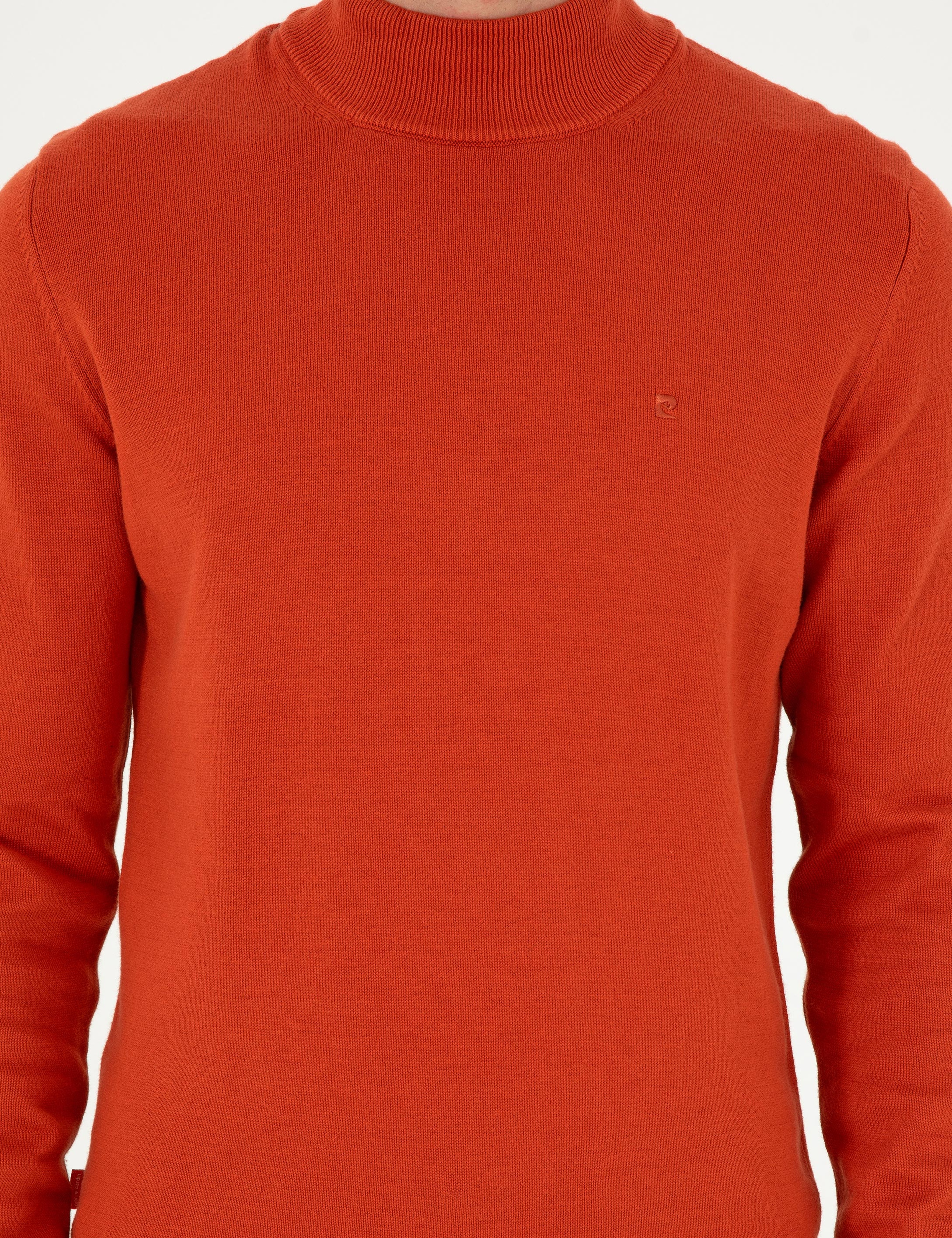 Turuncu Slim Fit Yarım Balıkçı Yaka Basic Triko Kazak - Image 6