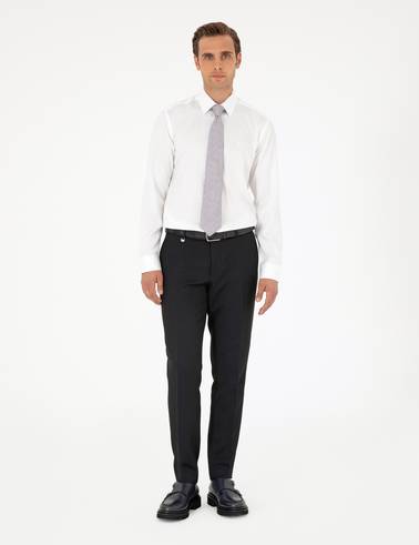 Beyaz Non İron Kolay Ütülenebilir Slim Fit Uzun Kollu Basic Gömlek