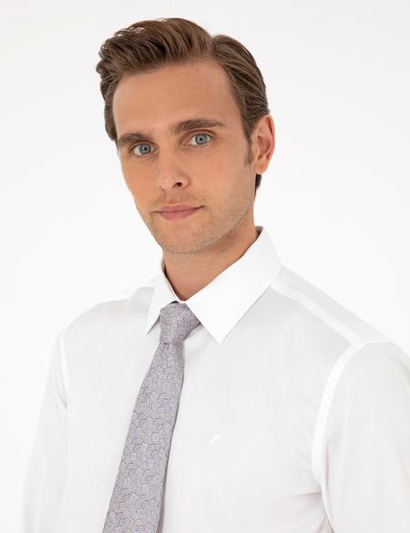 Beyaz Non İron Kolay Ütülenebilir Slim Fit Uzun Kollu Basic Gömlek - 50292535006