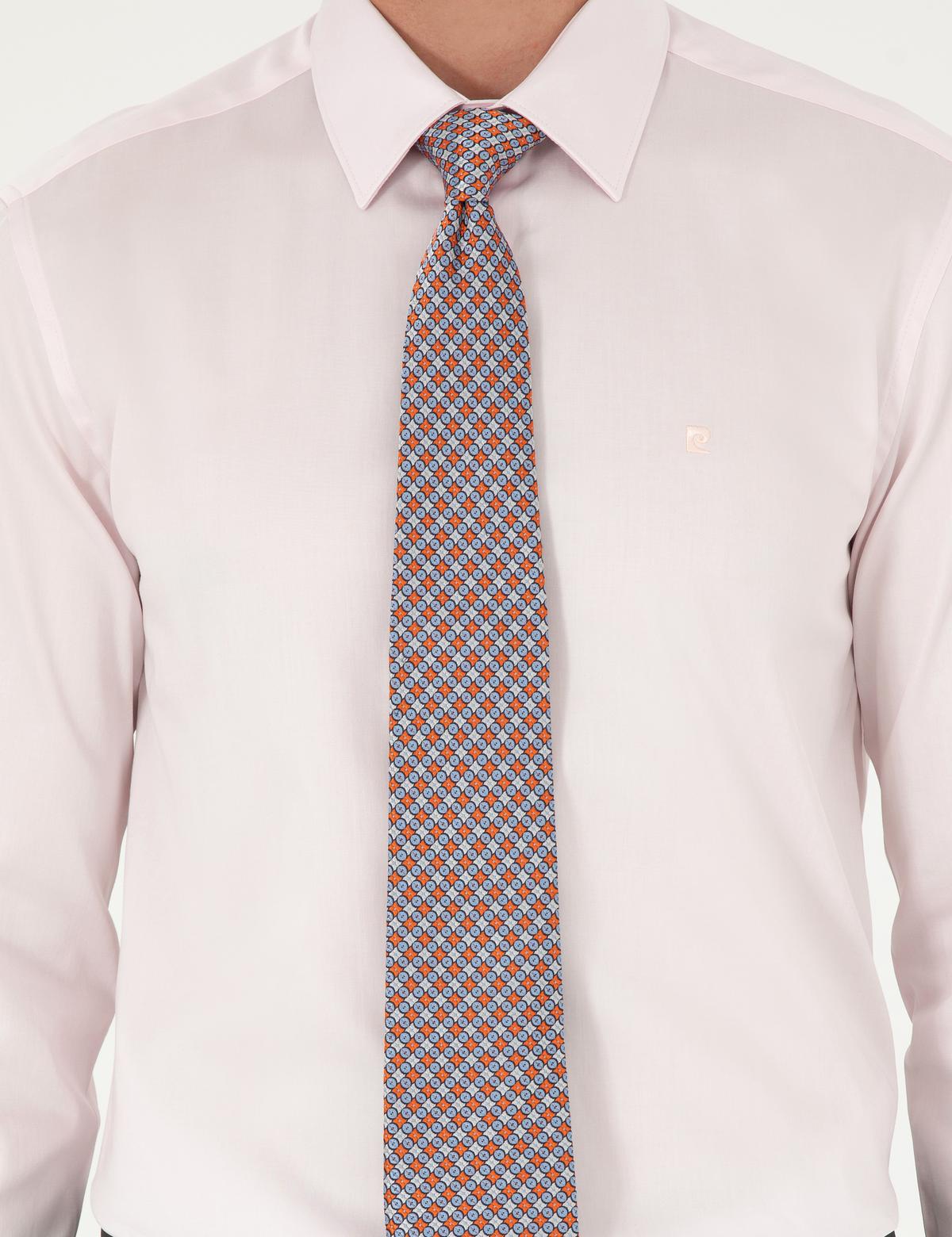 Açık Pembe Parlak Saten Slim Fit Uzun Kollu Basic Gömlek - 50292520072