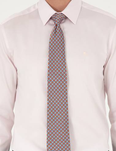 Açık Pembe %100 Pamuk Parlak Saten Slim Fit Uzun Kollu Basic Gömlek