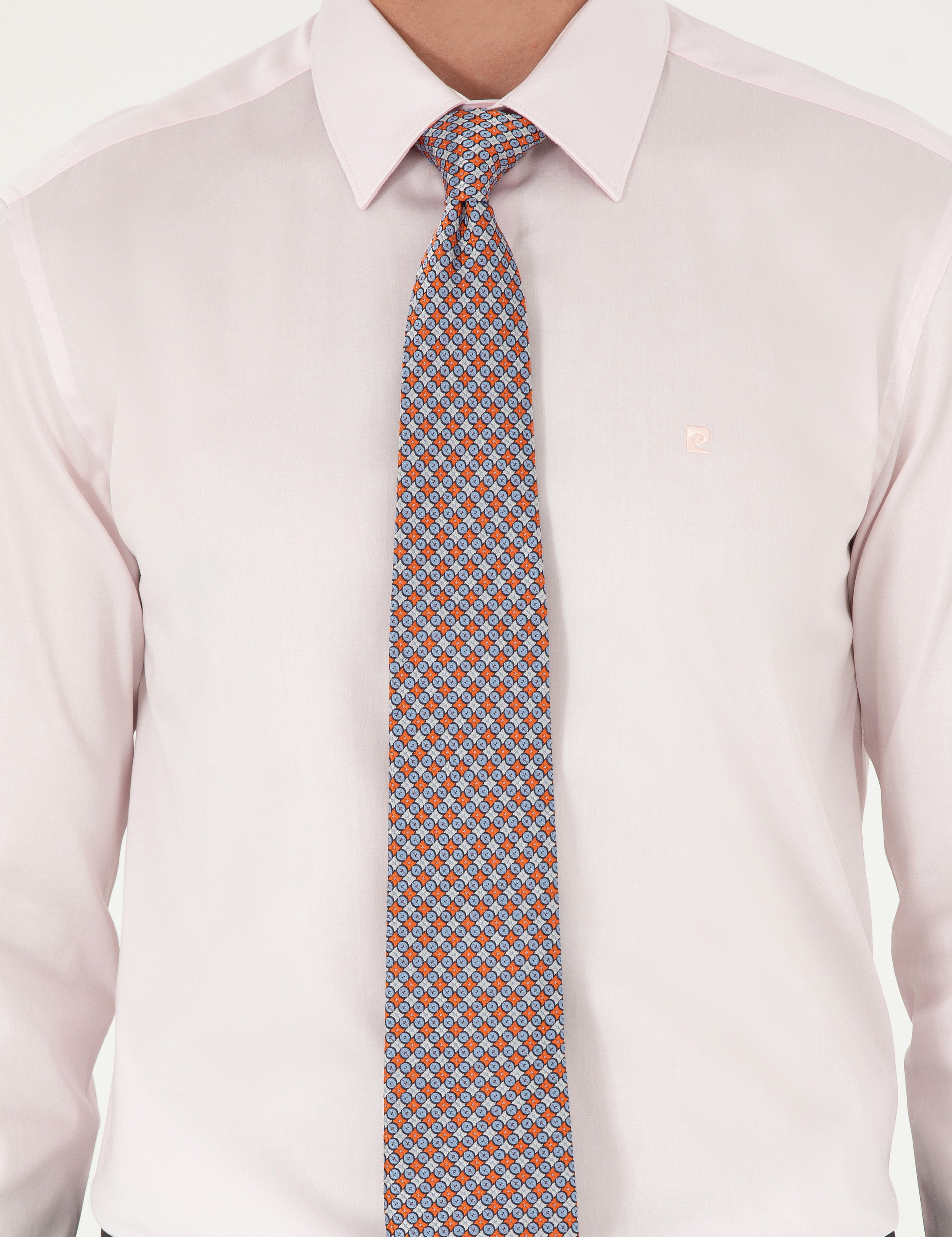 Açık Pembe %100 Pamuk Parlak Saten Slim Fit Uzun Kollu Basic Gömlek - Image 6