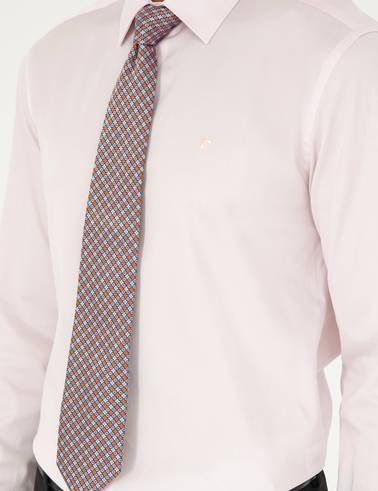 Açık Pembe %100 Pamuk Parlak Saten Slim Fit Uzun Kollu Basic Gömlek