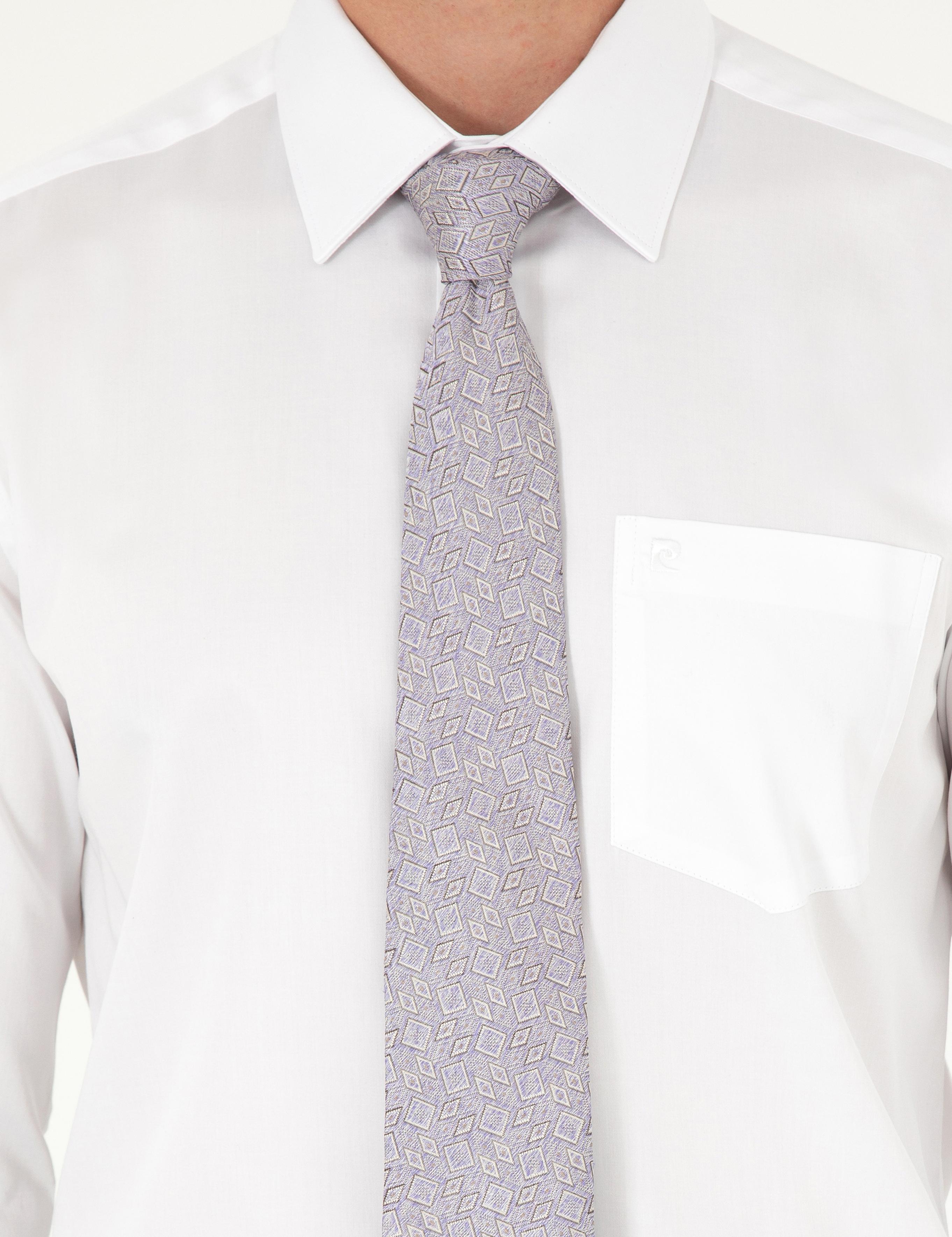 Beyaz Parlak Saten Regular Fit Uzun Kollu Basic Gömlek